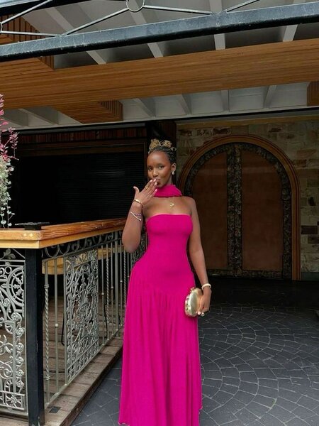 Robe de soirée rose fuchsia élégante pour femme