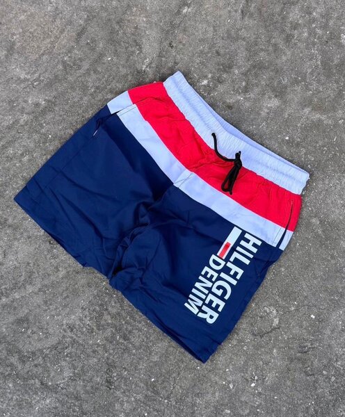 Shorts de bain bleu rouge