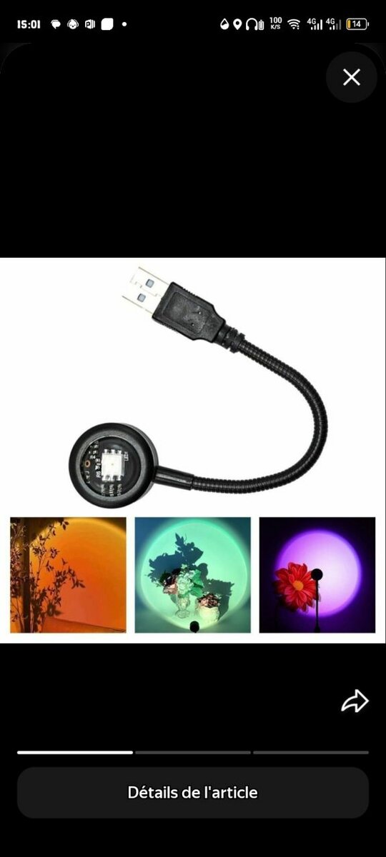 Lampe LED rotative USB