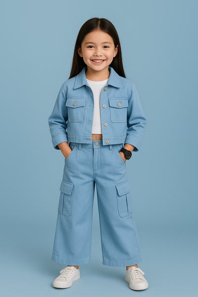 Tenue bleue fille élégante