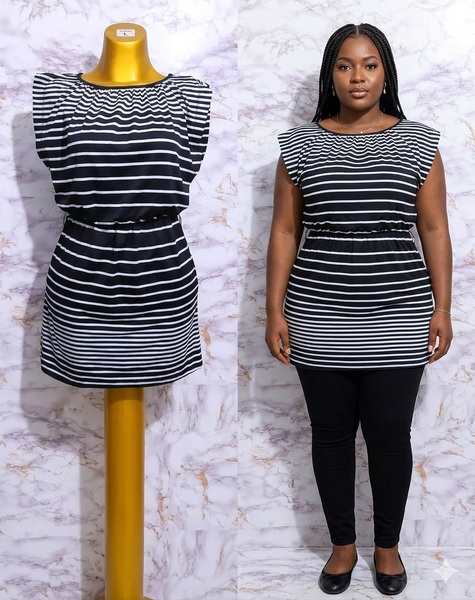 Tunique rayée noire et blanche pour femme