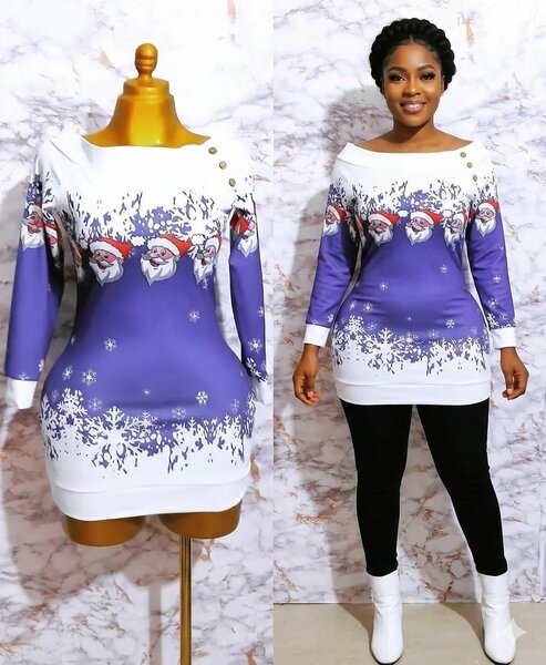 Robe de Noël Femme - Violet et Blanc